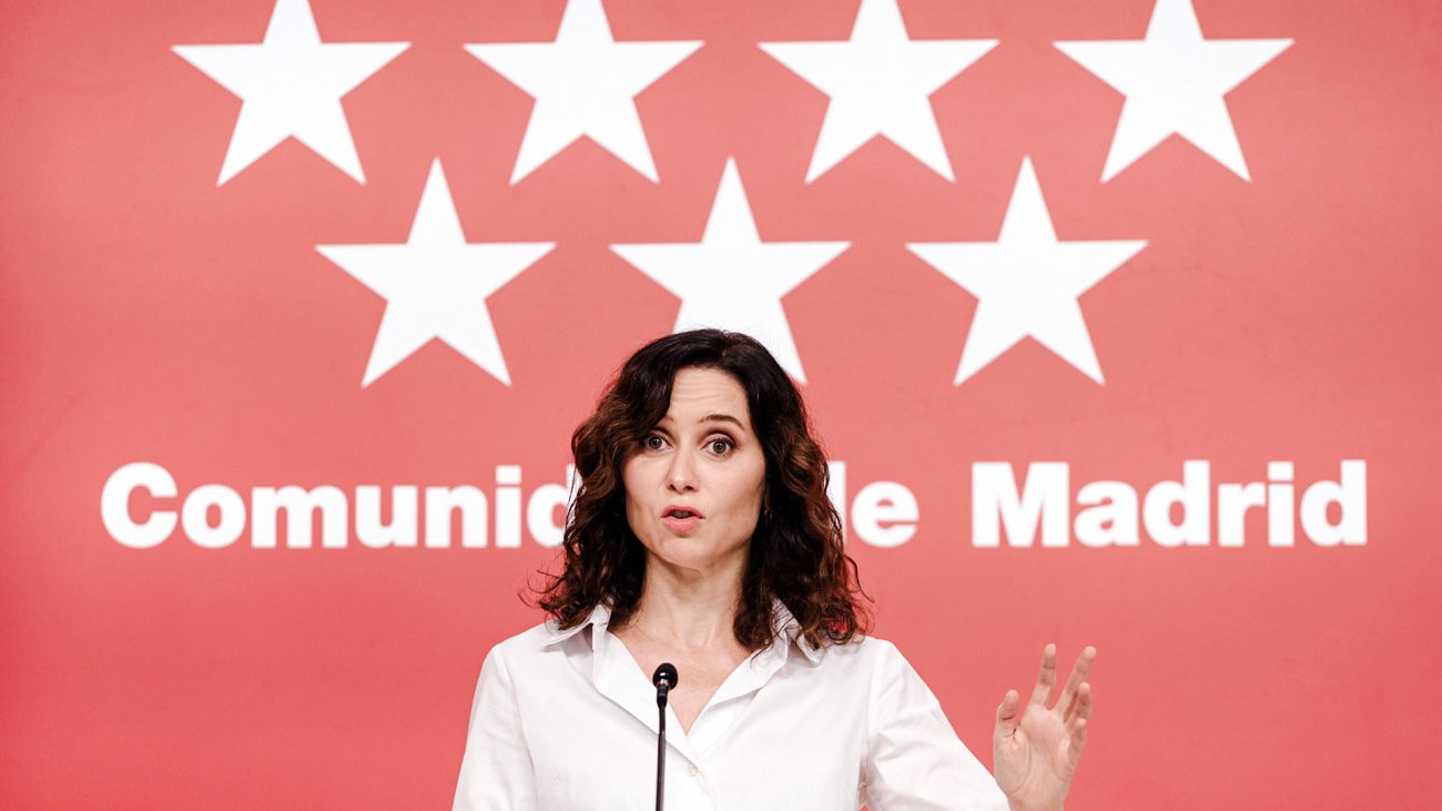 La presidenta de la Comunidad de Madrid, Isabel Díaz Ayuso, comparece en la Real Casa de Correos